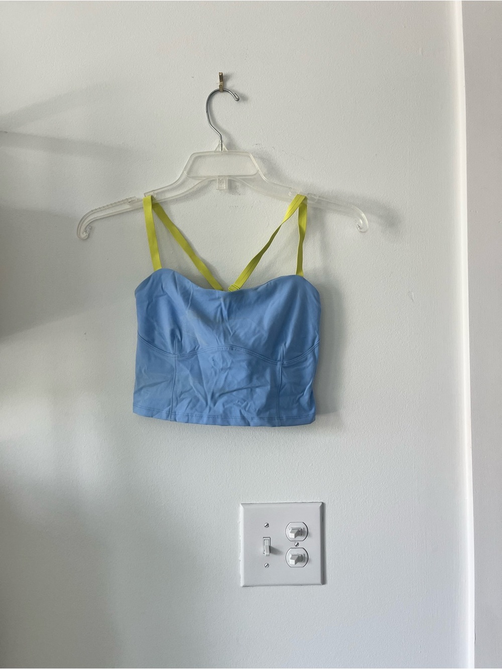 Blue Bustier Crop Top with Yellow Straps - outdoor voices